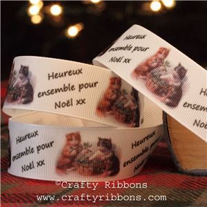 Vintage Christmas Past Ribbon - Cats